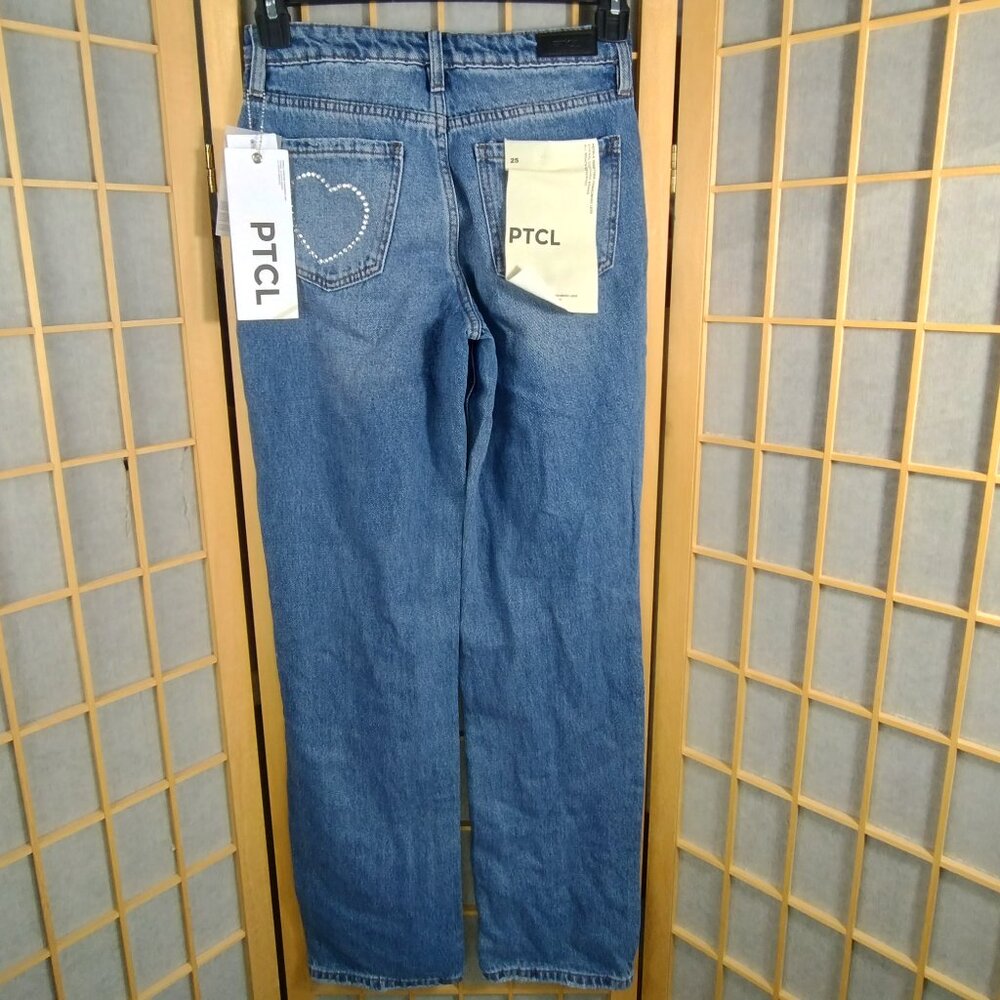PTCL Laser Cut Heart Embellished Jeans Size 25 NWT - Picture 2 of 16